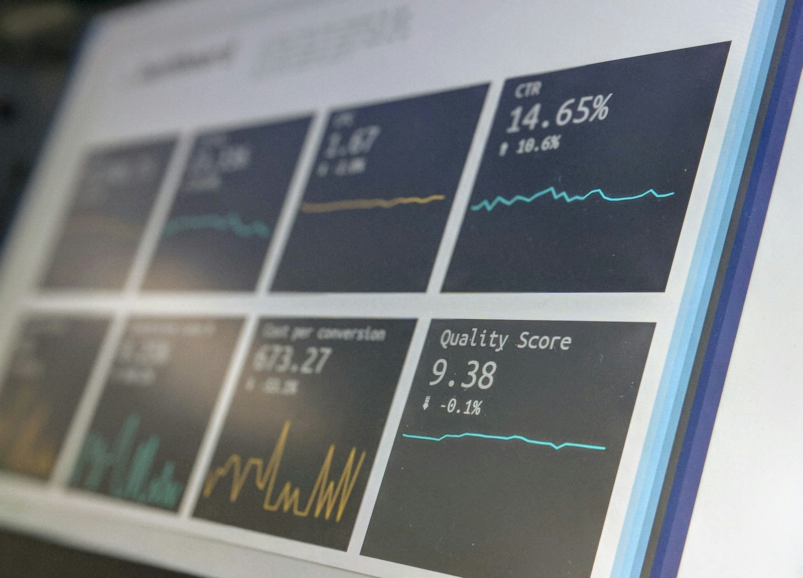 Colourful data reporting dashboard displayed on a laptop screen