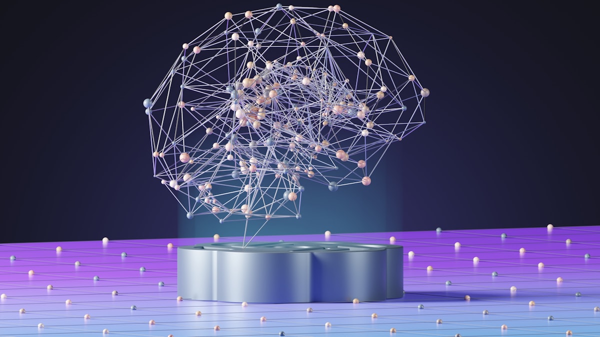 Abstract data network sphere with connected nodes and lines